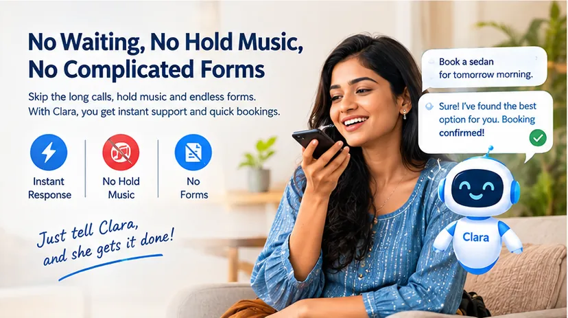 No waiting, no hold music, no complicated forms instant response and quick bookings with Clara